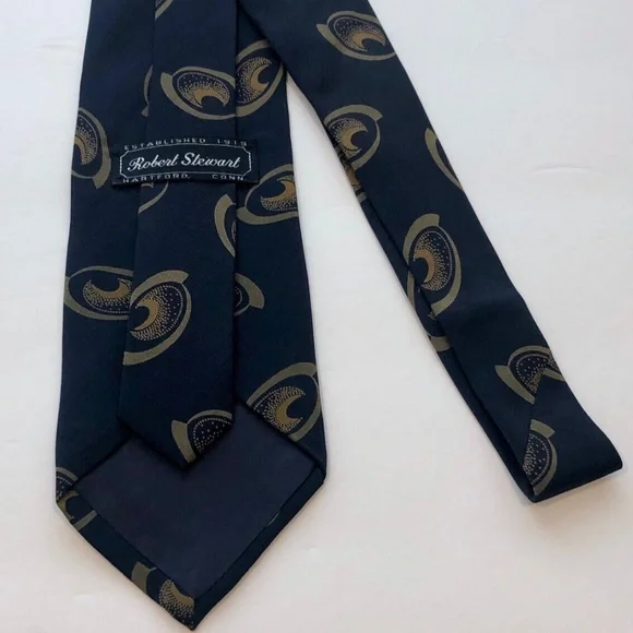 Men's Robert Stewart Blue Combo 100% Silk Neck Tie - Picture 4 of 6